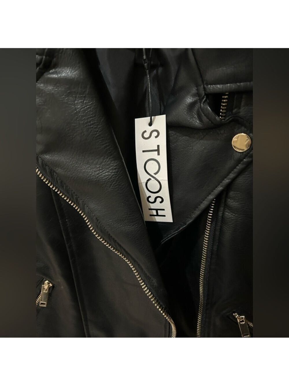 STOOSH Black Faux Leather Embellished Jacket Woman's NWT - Picture 7 of 8